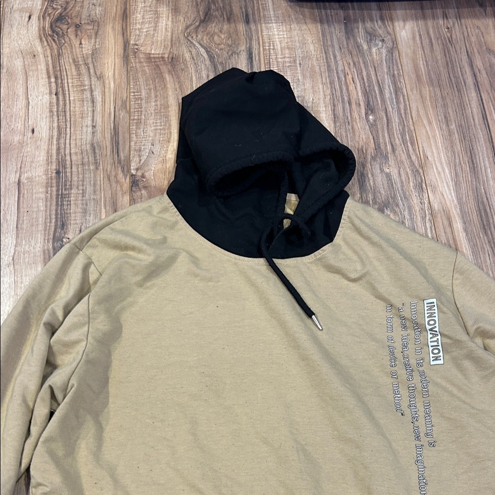 Men's Tan and Black Hoodie Shirt